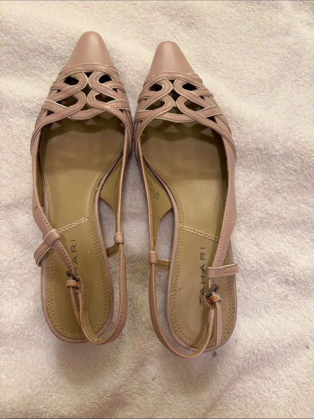 Tahari Pink Pointed-Toe Slingback Low Heels
